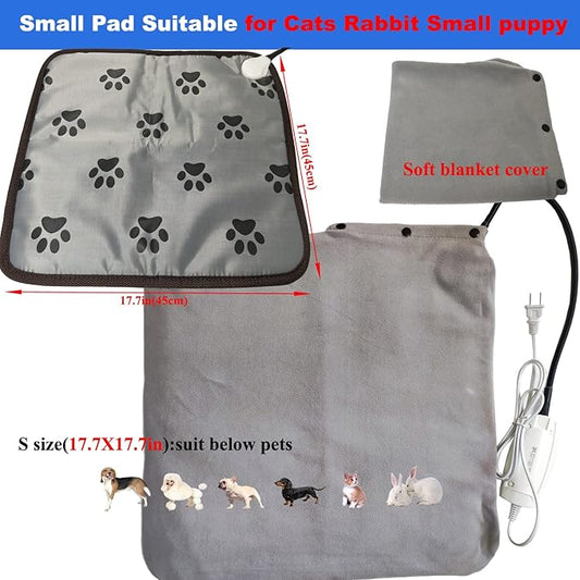 Pet Heating Pad for Small Dog & Cat - Soft Washable Cover, Electric, Water & Chew Resistant Cord