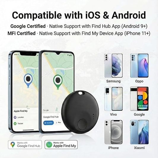 Air Tracker Tags-4 Pack, Bluetooth Tracker with Sound, Compatible with Google’s Find Hub (Android) and Apple Find My (iOS), for Keys, Wallets, Luggage, Pets, No Subscription (Black)