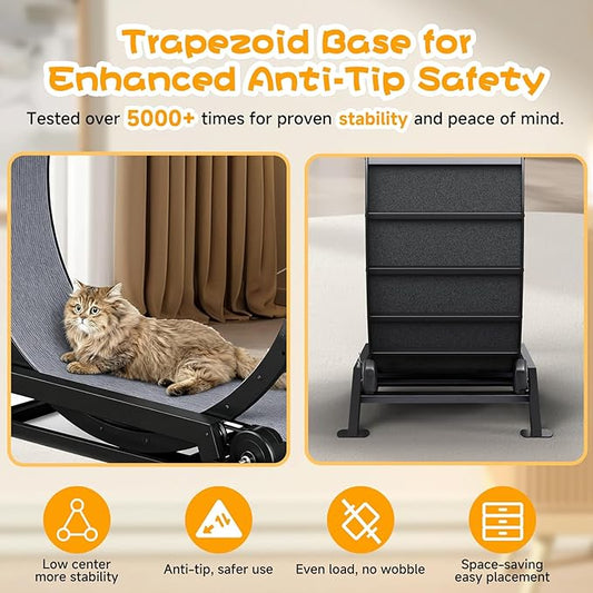 GTPLAYER Cat Wheels, Large Cat Exercise Wheel for Indoor Cats, 40"Diameter cat treadmill Detachable Carpet & Teaser, stickers, Ultra-quiet scroll wheel With latch, Suitable for Most Cats, Metal, Black