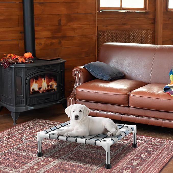 Elevated Outdoor Raised Dog Bed Outdoor Dogs Bed Lifted Pet Bed Dog Cot for Pet Taste Life, Start with A Pet Bed 20'' x 20'' x 6.5''