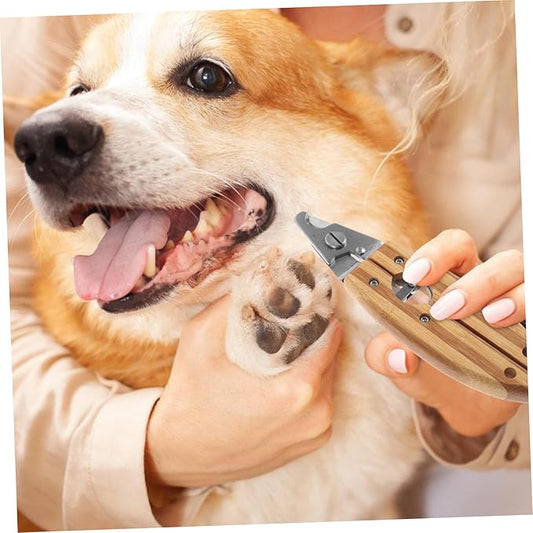 BESPORTBLE Ergonomic Stainless Steel PET Nail Clipper for Dogs and Cats Compact 6-Inch Design for Grooming for Home Use Sturdy Wooden Handle