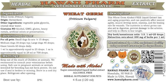 Wheat Germ, Veterinary Natural Alcohol-Free Liquid Extract, Pet Herbal Supplement 2x4 oz