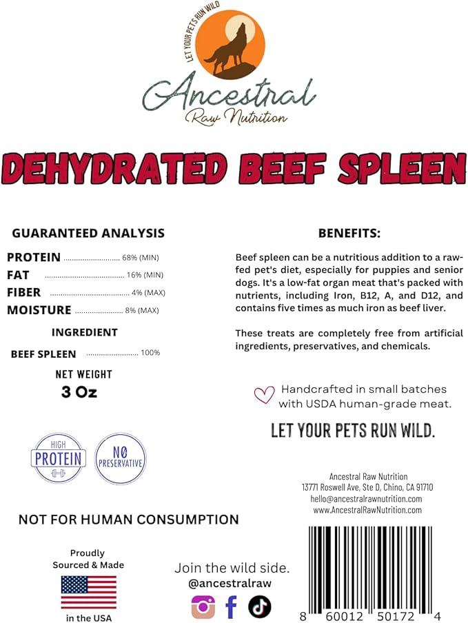 Dehydrated Beef Spleen for Pets