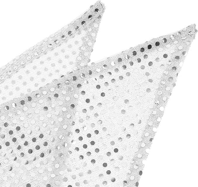 TEHAUX 2pcs Dog Bandana Bib Set, Sequin Triangle Scarf with Mesh Fabric, Silver Color, Puppy Saliva Towel for Pet Supplies and Accessories