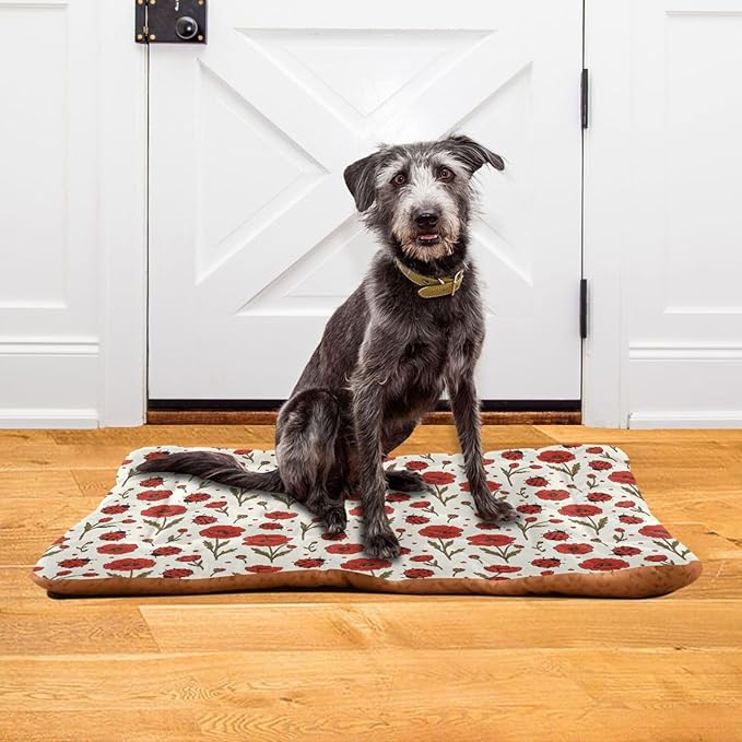 Dog Bed for Crate Washable Pet Sleep Pad, Floral Print Kennel Mat with Non-Slip Bottom, Soft Fluffy Supplies Pet for Dogs and Cats (24x18 inch)