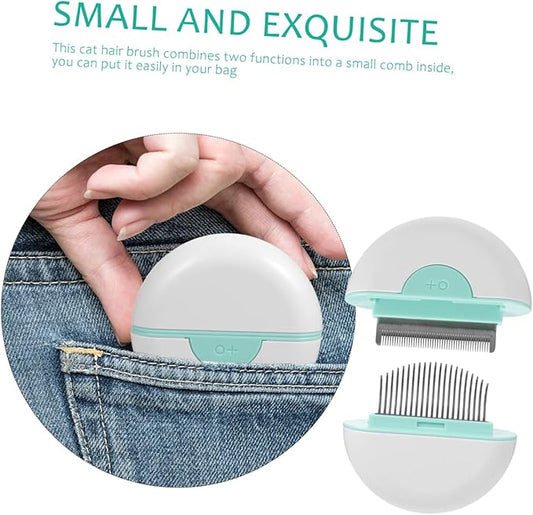 Cat Hair Removal Comb Mint Green Lightweight Grooming Tool for Cats Portable Stripping Brush with Non Slip Handle Removes Loose Hair Tangles Knots and Dander