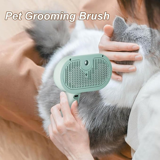 Cat Steamy Brush| 4.53x2.76x7.87 Dog Shedding Comb, | USB Rechargeable Steam Cat Brush with 35ml Tank & Release Button | Ergonomic Long Handle Hair Remover, Grooming Tool for Cats Dogs, Pet Supplies