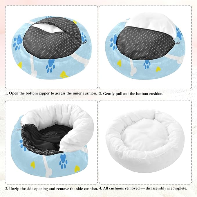 Pet Cat Bed Removable & Washable fluffier Calming Bed for Small Size Pets Supplies Puppy Paw Heart