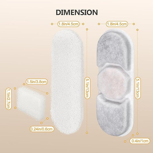16 Sets Dog Fountain Filter Replacement for Zuqqony DYSJ03 16L/4.2Gal Stainless Steel Large Dog Water Fountain Water Bowl Dispenser for Large Dogs or Multi-Pet Home