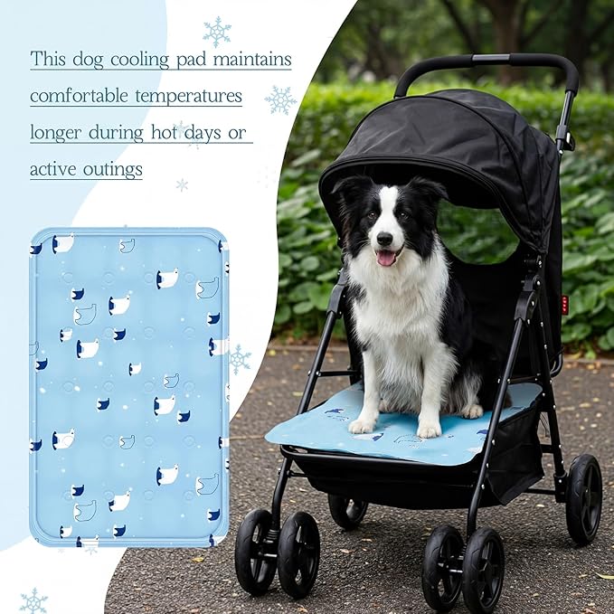 Nuanchu Dog Stroller Cooling Mat Waterproof Outdoor Pet Cooling Mat Washable Summer Cat Sleeping Blanket for Pet Stroller(23.62 x 35.43 Inches,Sky Blue Bear)
