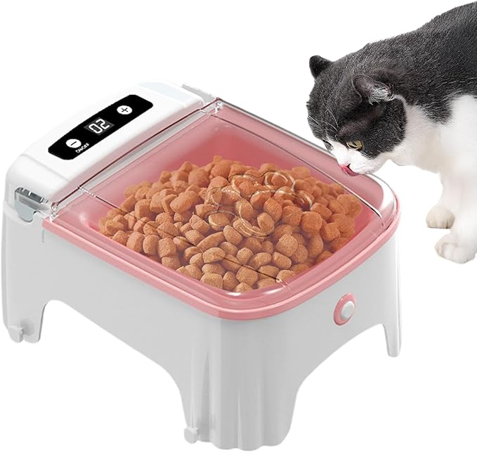 Timed Pet Feeder Machine - Auto Cat Feeding Bowl, Electric Food Dispenser Unit | Small Dog Programmable Dry Meal Device, Sensor-Based Feeder for Home Pet Routine and Easy Management