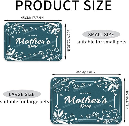 Pet Feeding Mat Absorbent Dog Mat for Food and Water Bowl Dog Accessories Happy Mother's Day Floral Gift for Mom Jn Pet Supplies Dogs Quick Dry Cat Water Dispenser Mats 18X12In