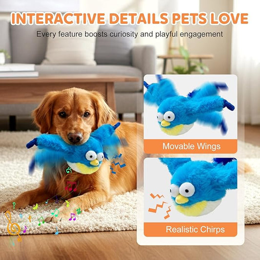 Interactive Chirping Bird Cat Toy,2026 New Flying Bird Cat Toy Flapping Bird Toy,Simulation Chirping Bird Toys Interactive Cats Toys for Bored Indoor Outdoor (Blue/1PCS)