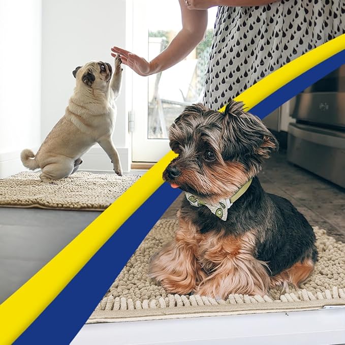 Muddy Mat® | Super Absorbent Door Mat Indoor, Microfiber Quick Dry Chenille Entryway Rug, Non-Slip Front Door Mat, Indoor Mats for Entryway, Machine Washable Pet Rug, Beige 28"x18"