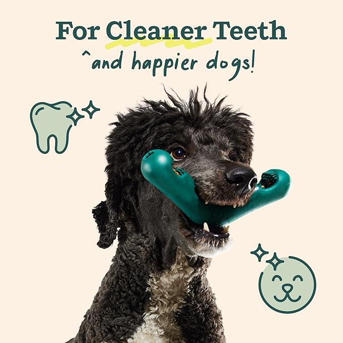 WOOF - Bite n' Brush Refills for The Dog Toothbrush Toy - Dog Breath Freshener Dental Chew Stick - Dog Dental Chew Toy Treats - Approximately 16 Refills - Beef