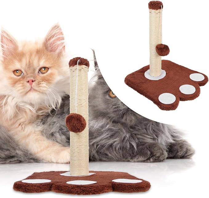 Luxshiny Large Sisal Cat Scratching Post Comfortable Cat Bed Integrated Design Brown Kitten Supply