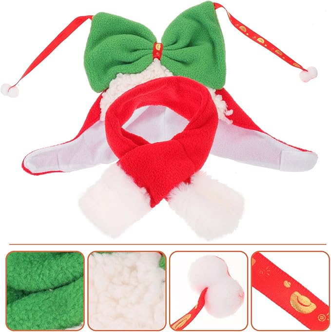 Pet Headdress Set Warm Dog Hat with Scarf Thermal Winter Accessories Decorative Puppy Birthday Hat for Small Dogs Pet Supplies