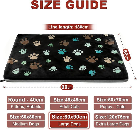 Large Dog Heating Pad 36x24 in with Smart Thermostat Switch and Power Line Protection Tube,Obtained MET and UL Dual Certification,Waterproof Pet Heating Pad for Dogs,with Plush Fabric Cover
