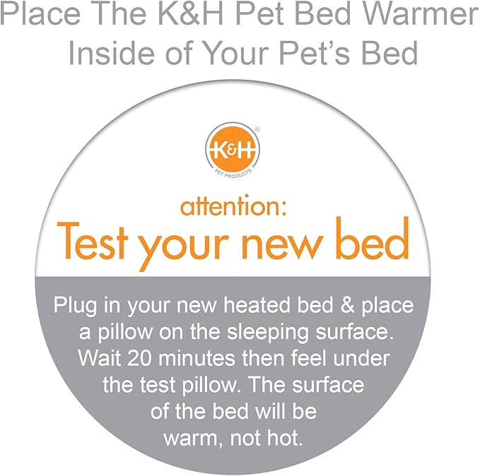 K&H Pet Products Pet Bed Warmer, Turn Any Pet Bed Into a Heated Cat or Dog Bed, Waterproof Indoor Heated Warming Pad Insert, Automatic Temperature, Safety Listed - Large 23.75 X 11in Tan