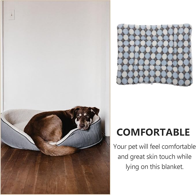 2pcs Blue Polka Dot Pet Sleeping Mats, Fluffy Dog Blanket and Comfortable Crate Mat, Warm Sofa Cushion Pad for Dogs and Cats, Indoor Winter Pet Bed Supplies