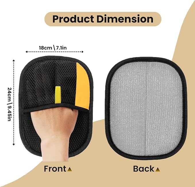 Serapha 2. Upgraded Electrostatic Pet Hair Removal Gloves for Dogs & Cats, Reusable & Washable Fur Remover for Sofa, Clothes, Carpet, Car Seats & Pet Beds, Quick Clean Lint Tool (2 Pack Black)