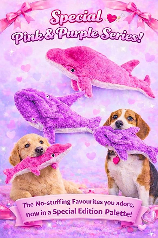 Crinkle Dog Toy – No stuffing Squeaky Dog Toy for Small Medium & Large Breeds, Interactive Tough Toy Set - Ideal for Chewing Teething & Fetch Durable Pet-Safe Materials - Soft Pink/Purple Plush, Large