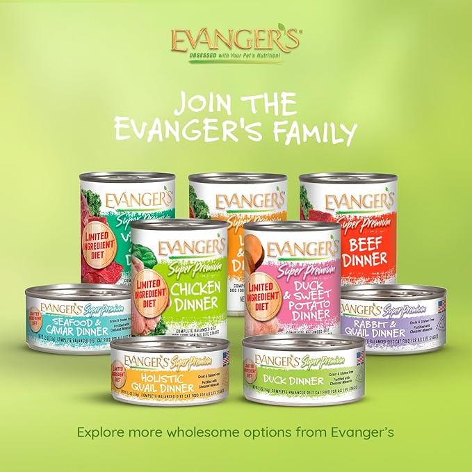 Evanger's Super Chicken Dinner for Dogs – 12 Count, 12.5 oz Each – Limited Ingredient Diet, Grain & Gluten Free, With Spinach & Kale – Balanced Wet Dog Food