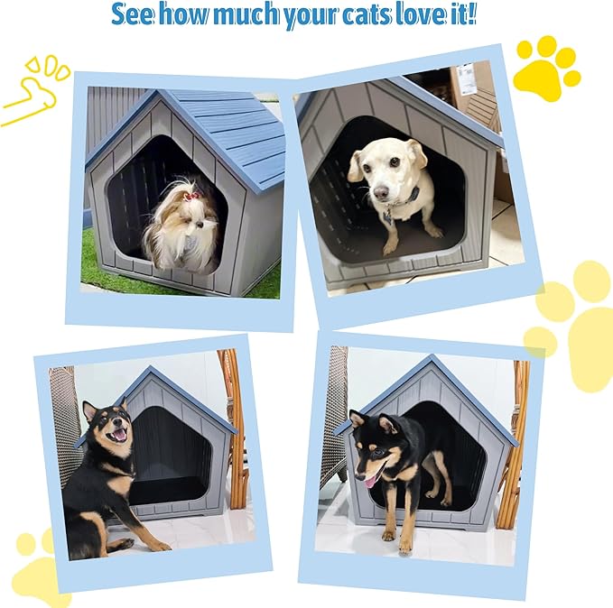Fancyango Outdoor & Indoor Dog House for Weatherproof and Stylish Furniture, Dog House Outdoor, Multi - Use for Small and Medium Dogs (Blue, 23.43" LĂ22.44" WĂ22.24" H)