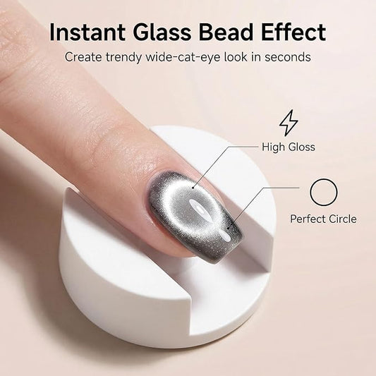 2026 New Rotating Cat Eye Magnet, Cat Eye Magnet for Nails, Beginner Friendly Nail Tool with Uniform Magnetic Force and Excellent Light Absorption, Can Easily DIY Glossy Cat Eye Effect (White)
