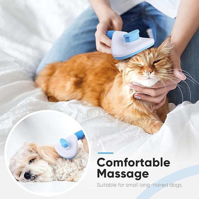 Cat Dog Self Cleaning Slicker Brush with Release Button, for Shedding Grooming, Suitable for Long or Short Pet Hair Cleaner, Removes Tangles & Loose Fur