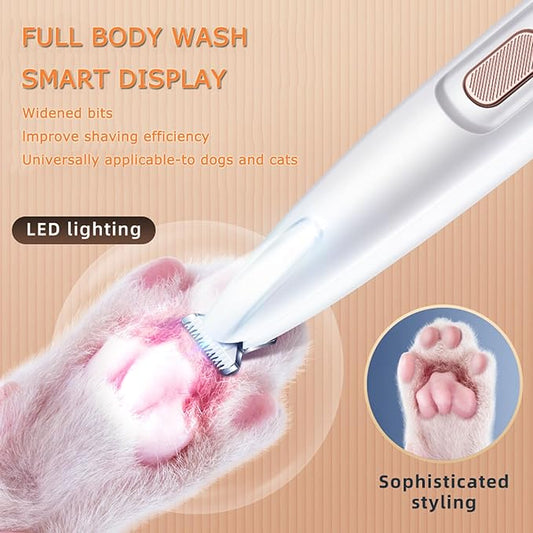 1PC Dog Paw Trimmer with LED Light,35dB Low Noise Precision Pet Paw Trimmer for Dogs Cats Grooming Clippers,Safety Electric Paw Hair Trimmer for Paws,Ears,Rump,Face,Eyes,Dog