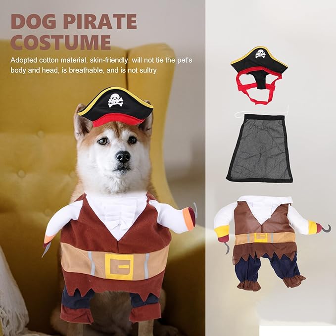 VILLCASE Pirate Dog Costume Halloween Cosplay Outfit Puppy Pirate Clothes Dog Apparel Pet Supply
