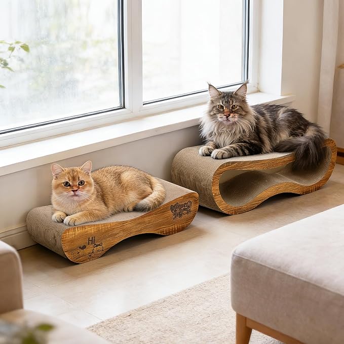 Cat Scratcher, 2-in-1 Cat Scratcher Couch, 34.25 Inch Large Corrugated Cardboard Scratching Post for Indoor Cats, Reversible & 100% Recyclable, Includes Catnip