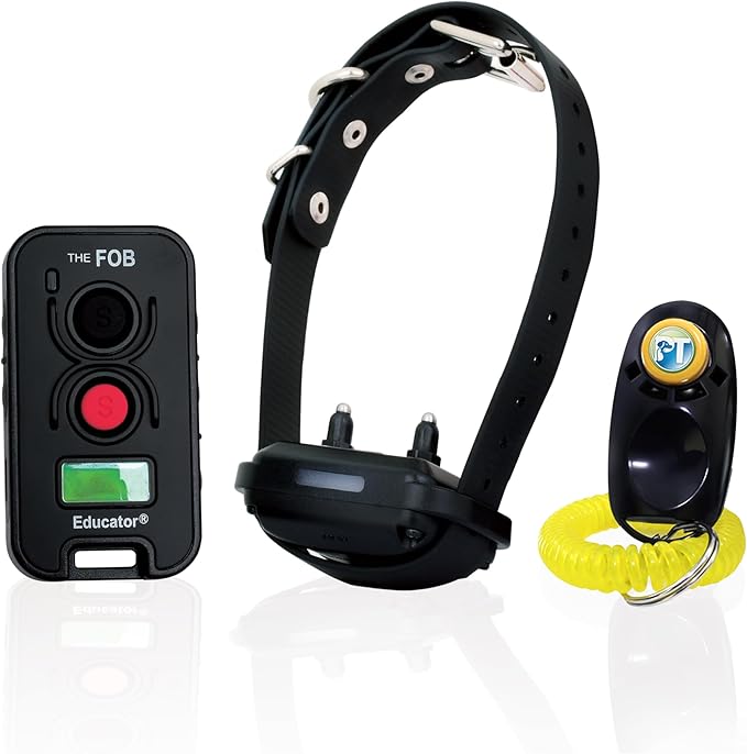 E-Collar Technologies FOB Educator Remote Dog Training Collar, Hands-Free Button for Small Medium Large Dogs, Waterproof, Rechargeable (FE-560)