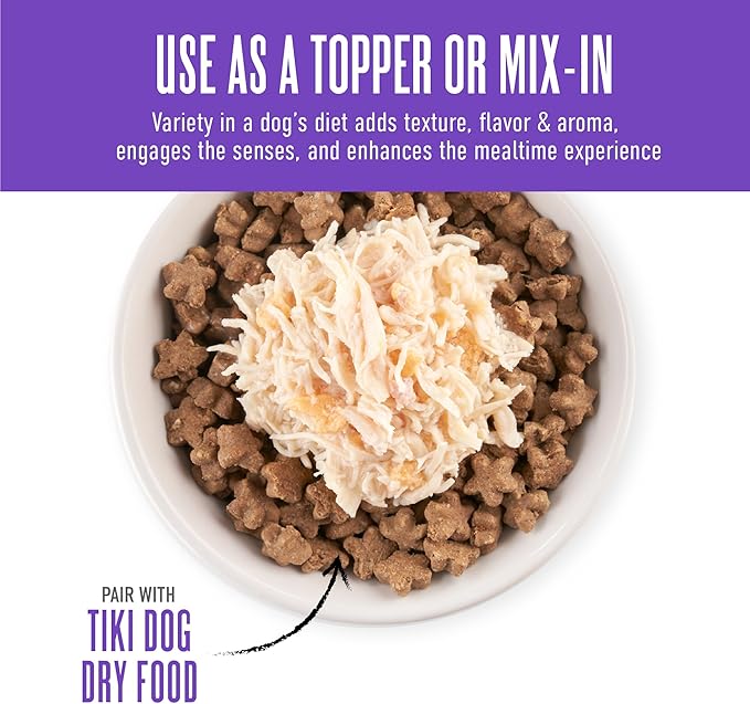 Tiki Dog Born Carnivore Protein Booster Dog Food Topper, Chicken and Egg Recipe in Broth, 2.1 oz. Pouch (12 Count)