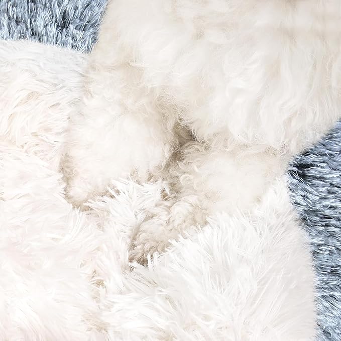 Round Plush Hooded Cat Bed - Cozy Fluffy Cave for Indoor Cats & Small Dogs, Anti-Anxiety Doughnut Design, Waterproof & Washable Base