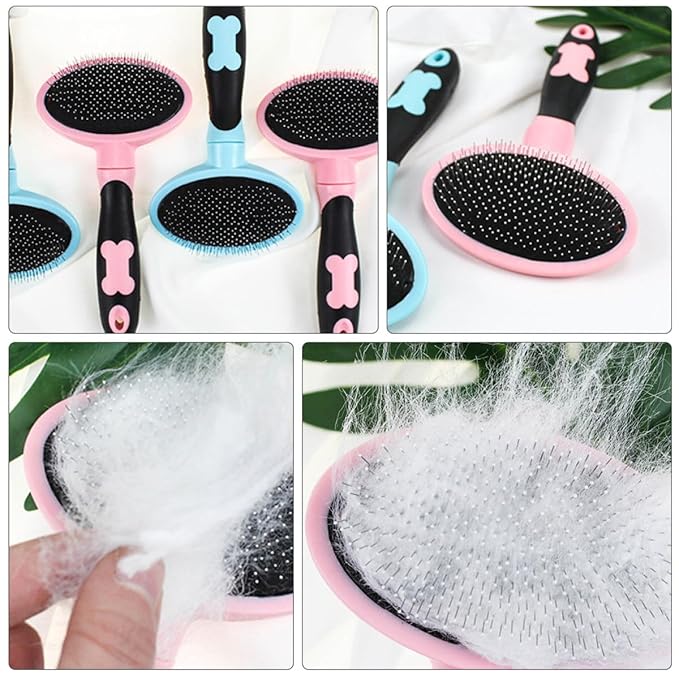 VANZACK Pet Comb and Cat Hairbrush Grooming Tool Pink Pet Massage Brush for Shedding and Fur Removal Suitable for Cats and Small Dogs Indoor