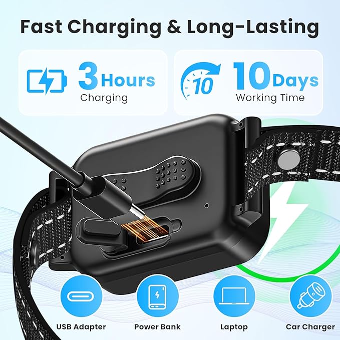 Upgraded Dog Bark Collar, NATGOVOD Smart Barking Collar with 5 Modes & 5 Adjustable Sensitivity & Bark Counter, Waterproof Automatic Shock Collar for Small Medium Large Dogs 10-120lbs