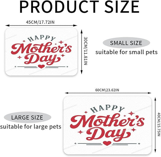 Pet Feeding Mats with Residue Collection Happy Mother's Day Floral Gift for Mom Gi Waterproof Dog Cat Bowl Mat 18X12In with Prevent Water Food Spills