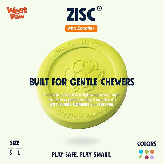 WEST PAW Zogoflex Zisc Dog Flying Disc, Durable Lightweight Frisbee for Dogs & Puppies, Floatable Fetch Toy, Doubles as Food or Water Bowl, Small, Granny Smith