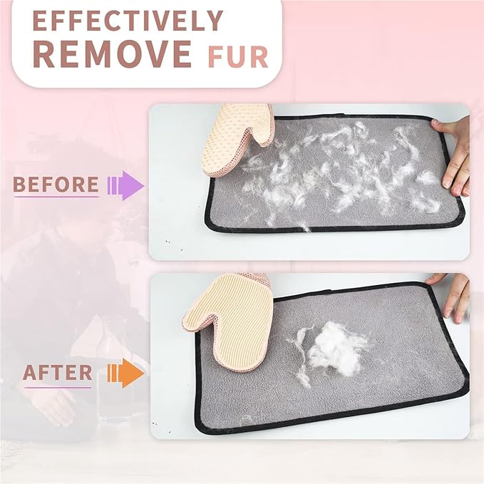 2Pcs Pet Hair Removal Gloves, Efficient Grooming Gloves for Pet Hair Deshedding and Removing, Reusable Cat & Dog Hair Remover Glove for Couch, Furniture, Carpet