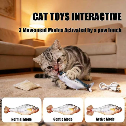 2 Packs Cat Toys Floppy Fish with Catnip, Cat Toys for Indoor Cats Flopping Fish, Realistic Moving Cat Fish Toy, Rechargeable Plush Interactive Cat Toys for Cats, Kitten Toys for Exercise