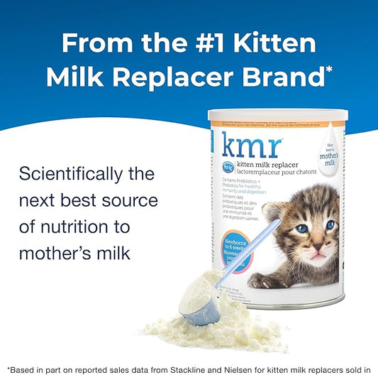 PetAg KMR Kitten Milk Replacer Powder - 12 oz - Powdered Kitten Formula with Prebiotics, Probiotics & Vitamins for Kittens Newborn to Six Weeks Old- Easy to Digest