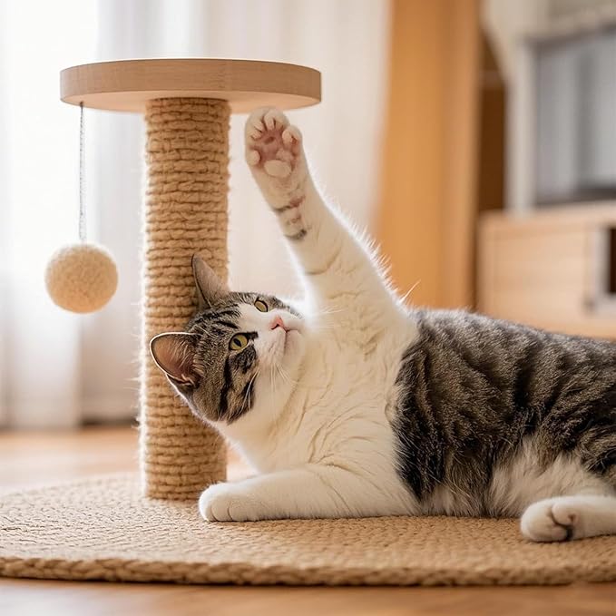 Sisal Rope for Cat Scratcher 1/4" 200 Ft Cat Tree Twine for Repairing Cat Scratching Post Replacement DIY Hemp Rope for Carpet Mat, Pet, and Crafts Gardening Home Decorating