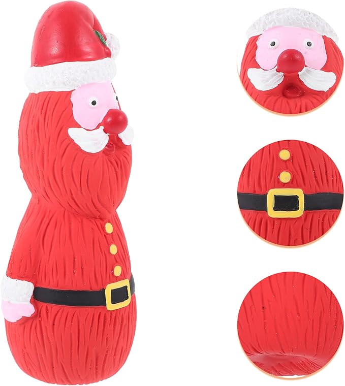 Uonlytech Christmas Latex Squeaky Dog Interactive Chewing Red Santa Snowman for Puppies and Dogs Holiday Play Pet Supplies