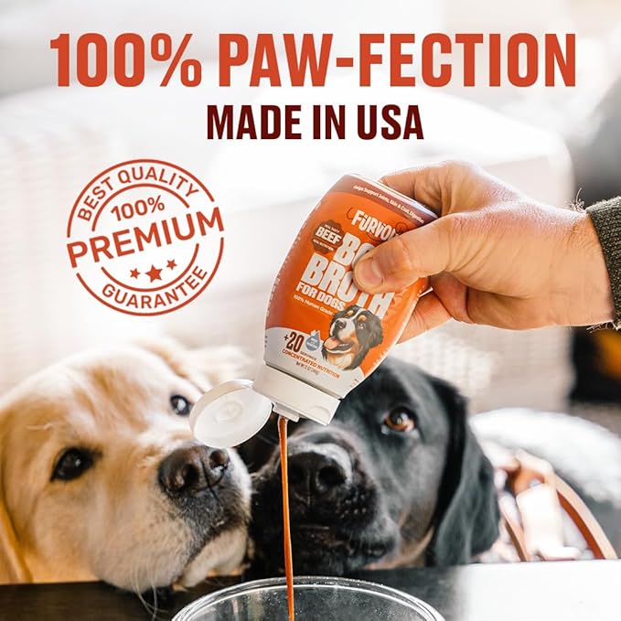 Beef Bone Broth Concentrate for Dogs - Collagen Protein Supplement - Digestion, Mobility, Coat, Immune System, Joints - Healthy Dog Food Gravy Topper - Human Grade, Made in USA (12 oz, 20 Servings)
