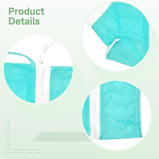 Cat Bathing Bag, 23.6 X 12.6 in / 60 X 32 Cm, Upgraded Pet Grooming Bag, Anti Scratch, Breathable Mesh with Drawstring, Green & White, for Nail Trimming, Medication, Cleaning