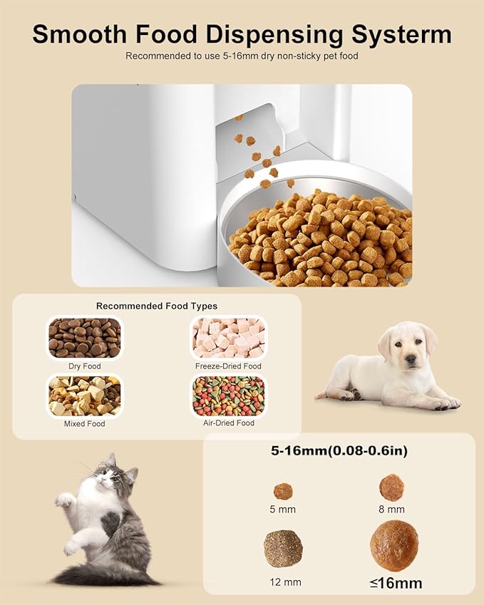 SANSCO Automatic Cat Feeder with Camera: Automatic Dog Feeder, 2K 3MP Video Recording Timed 2.4 & 5GHz WiFi App Control Pet Feeder Dispenser for Cat Dog, Rotates Up and Down, 4L