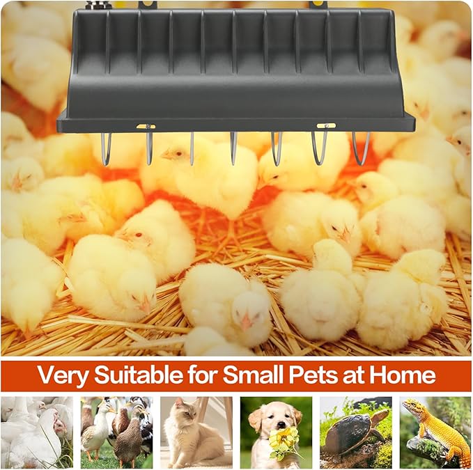 250W Chicken Coop Heater for Chicks Ducks Dog Kennel, Cat Bed, Reptiles, 2 Heating Mode Heat Lamp Warmer for Chicken Coop in Winter, Inside and Outdoor Pet Total 2 Heating Tube as Backup Lamp