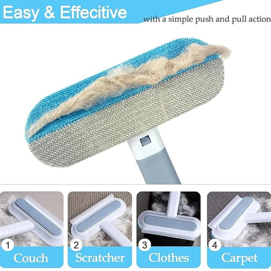 3-in-1 Pet Hair Remover, Multifunctional Hair Removal Brush, Multifunctional Pet HairRemover with Long Handle, Window Screen Cleaning Brush, for Carpets, Couches, Beds, Car Seats (2Pcs)
